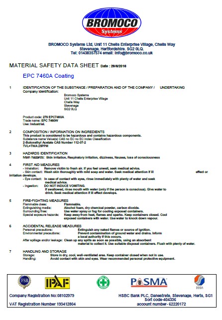 Bromoco EPC 7460A Material Safety Sheet